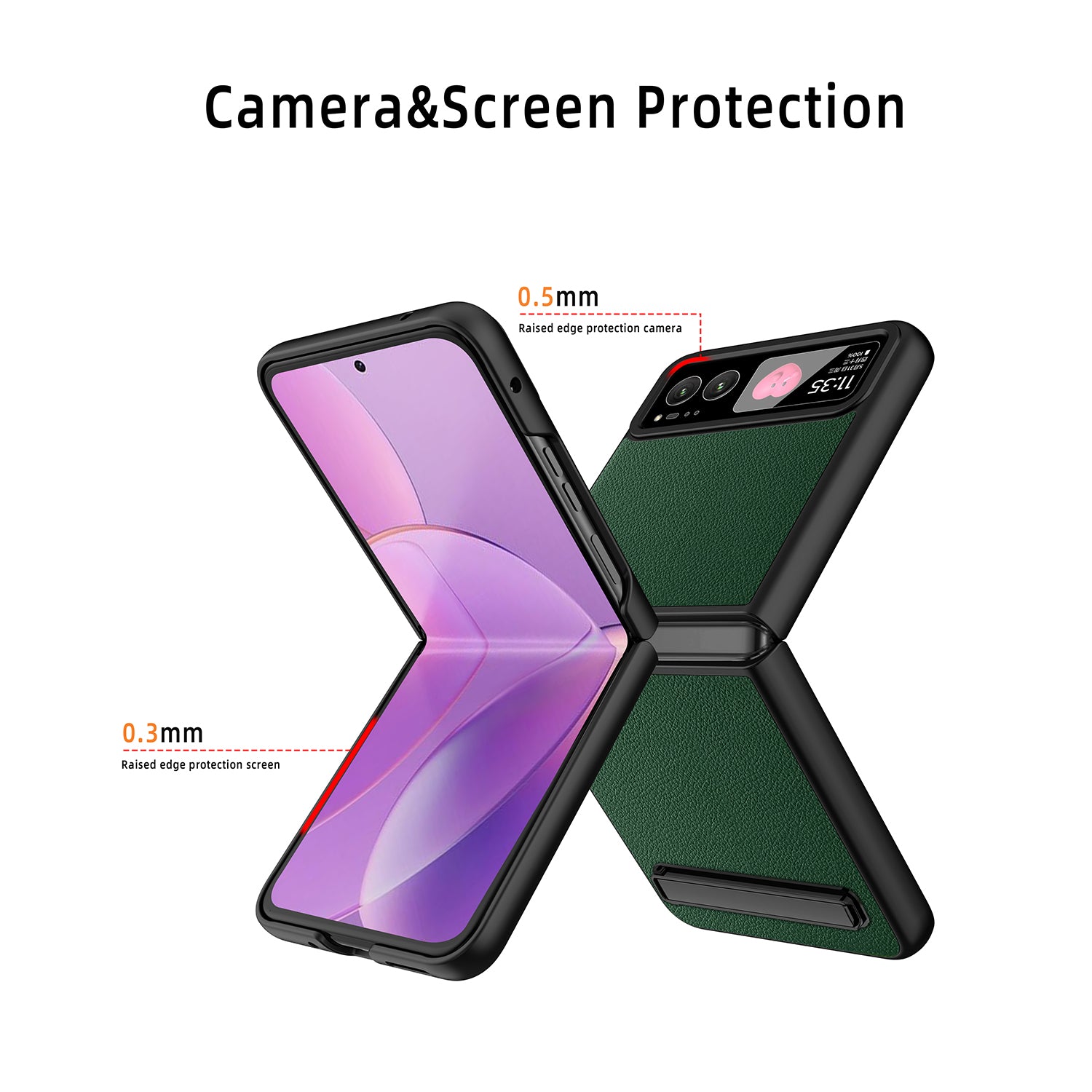 For Motorola Razr 40 5G Kickstand Case Leather+PC Cover with Rear Screen Film - Black For Motorola Razr 40 5G Kickstand Case Leather+PC Cover with Rear Screen Film - Black